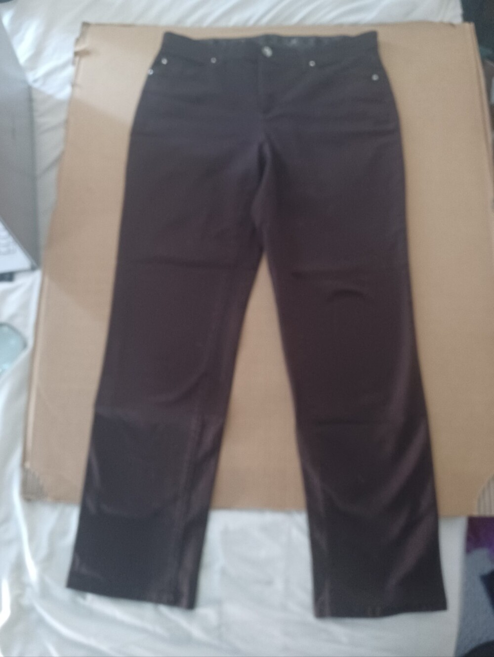 Jm Collection Womens Straight Leg Jeans Brown Pockets Stretch Denim 8
